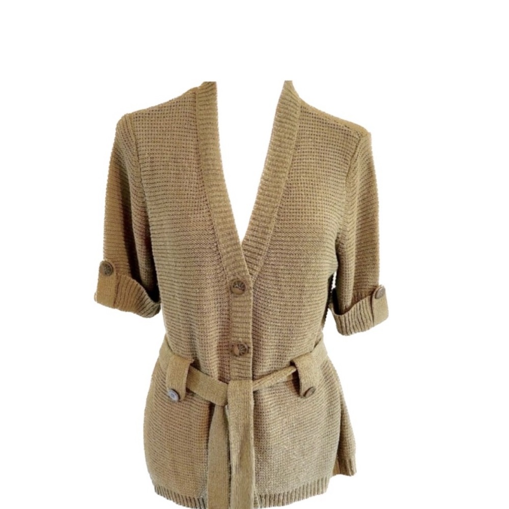 Charter Club Green Knit Wrap Sweater Womens XL Luxury Preppy Work